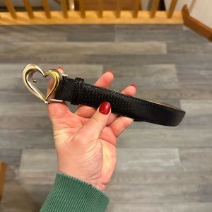 Talbots black leather heart buckle belt size large genuine leather